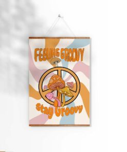 Retro 70s Floral Wall Art Poster Canvas Printed