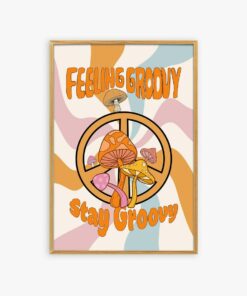 Retro 70s Floral Wall Art Poster Canvas Printed