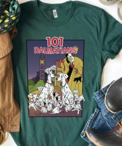 Retro 90s 101 Dalmatians Group Shot VHS Cover Shirt, Disney Villains Cruella, Unisex T-shirt Family Birthday Gift Adult Kid Toddler Tee