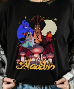 Retro 90s Disney Aladdin Group Shot Poster Shirt, Disneyland Vacation Holiday, Unisex T-shirt Family Birthday Gift Adult Kid Toddler Tee