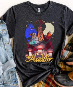 Retro 90s Disney Aladdin Group Shot Poster Shirt, Disneyland Vacation Holiday, Unisex T-shirt Family Birthday Gift Adult Kid Toddler Tee