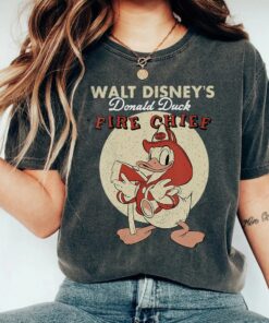 Retro 90s Disney Donald Duck Fire Chief Shirt, Mickey and Minnie, Goofy, Pluto, Unisex T-shirt Family Birthday Gift Adult Kid Toddler Tee