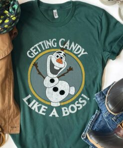 Retro 90s Disney Frozen Olaf Getting Candy Like A Boss Shirt, Disneyland Vacation, Unisex T-shirt Family Birthday Gift Adult Kid Toddler Tee