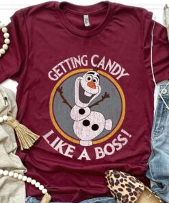 Retro 90s Disney Frozen Olaf Getting Candy Like A Boss Shirt, Disneyland Vacation, Unisex T-shirt Family Birthday Gift Adult Kid Toddler Tee