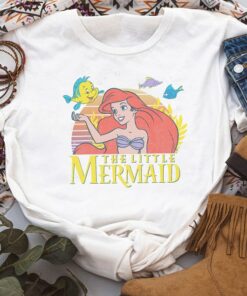 Retro 90s Disney Little Mermaid Ariel Flounder Logo Graphic Shirt, Magic Kingdom Unisex T-shirt Family Birthday Gift Adult Kid Toddler Tee