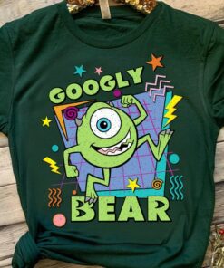 Retro 90s Pixar Monsters Inc Mike Wazowski Googly Bear and Celia Schmoopsie Poo T-shirt, Disney Couples Matching Tee, Disneyland Valentine Gift Adult Kid Toddler Tee