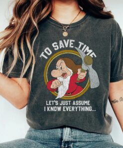Retro Disney Grumpy Dwarf To Save Time Shirt, Disneyland Vacation, Unisex T-shirt Family Birthday Gift Adult Kid Toddler