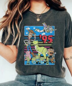 Retro Disney Pixar Toy Story 95 Distressed Colorful Shirt, Buzz Lightyear, Woody, Unisex T-shirt Family Birthday Gift Adult Kid Toddler Tee