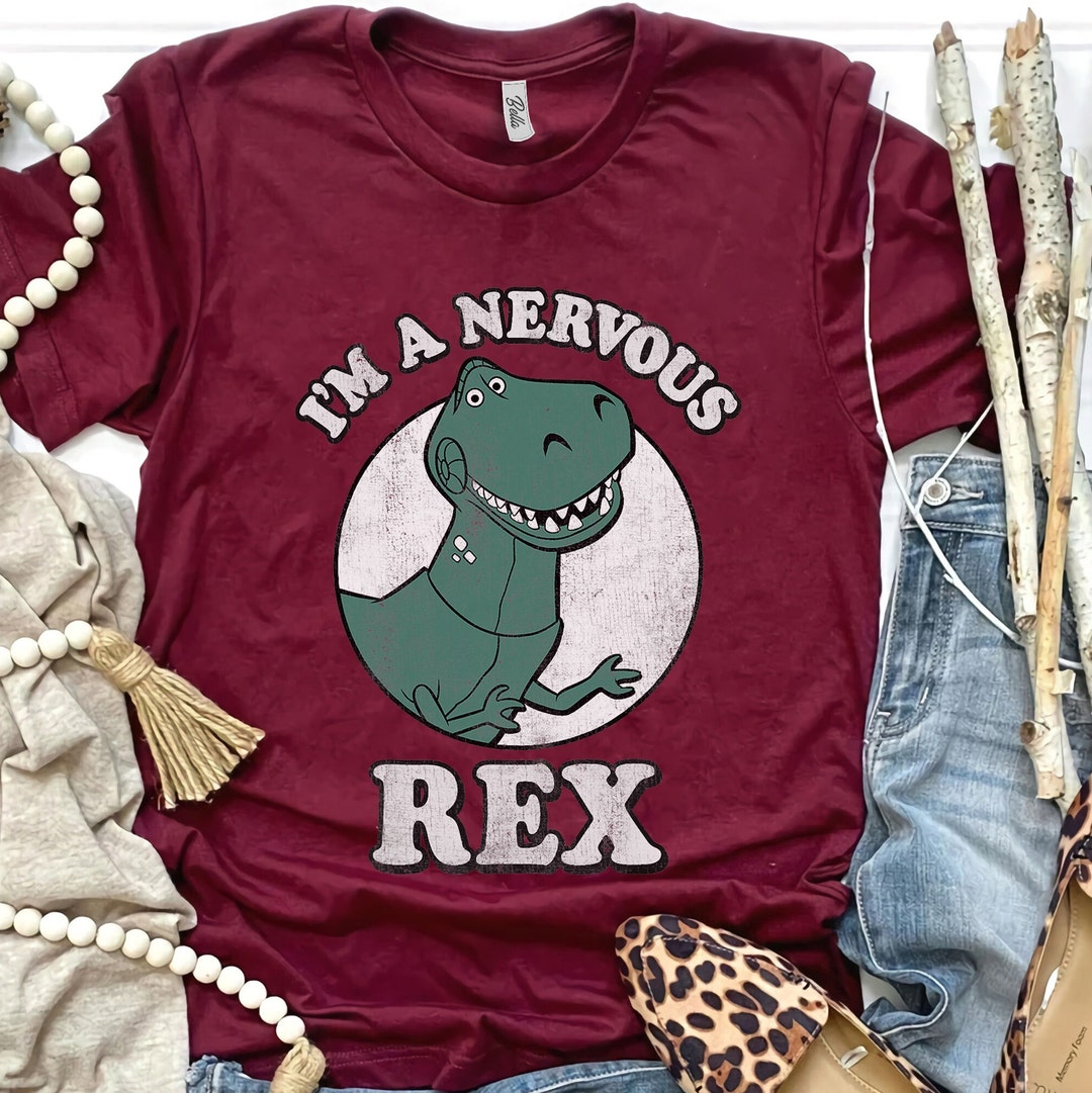 Retro Disney Pixar Toy Story I'm A Nervous Rex Dinosaur Shirt, Disneyland Vacation Unisex T-shirt Family Birthday Gift Adult Kid Toddler Tee