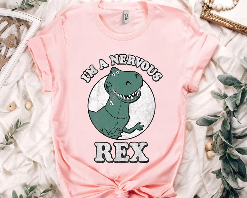 Retro Disney Pixar Toy Story I'm A Nervous Rex Dinosaur Shirt, Disneyland Vacation Unisex T-shirt Family Birthday Gift Adult Kid Toddler Tee