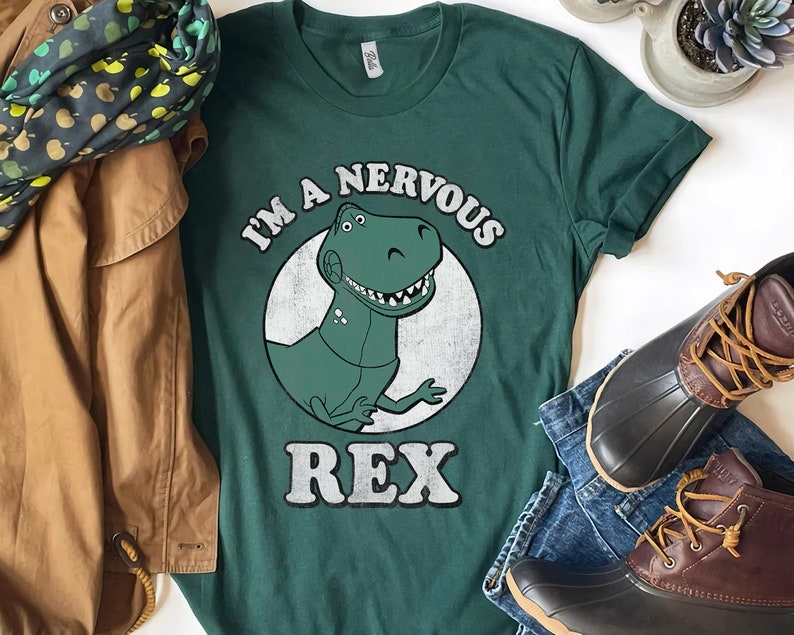 Retro Disney Pixar Toy Story I'm A Nervous Rex Dinosaur Shirt, Disneyland Vacation Unisex T-shirt Family Birthday Gift Adult Kid Toddler Tee