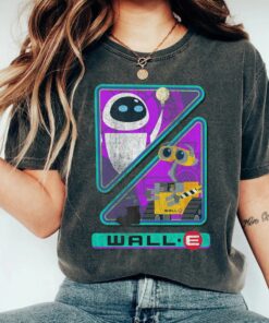 Retro Disney Pixar Wall-E Triangles And Eve Graphic T-Shirt, Disneyland Vacation, Unisex T-shirt Family Birthday Gift Adult Kid Toddler Tee