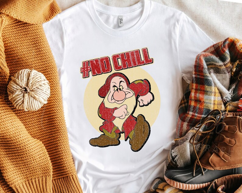 Retro Disney Snow White Grumpy No Chill Shirt, Disneyland Vacation, Unisex T-shirt Family Birthday Gift Adult Kid Toddler