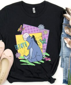 Retro Disney Winnie The Pooh Eeyore Retro Butterflies Poster Shirt, Magic Kingdom Unisex T-shirt Family Birthday Gift Adult Kid Toddler Tee