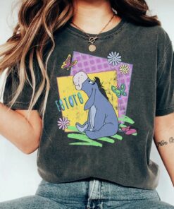 Retro Disney Winnie The Pooh Eeyore Retro Butterflies Poster Shirt, Magic Kingdom Unisex T-shirt Family Birthday Gift Adult Kid Toddler Tee