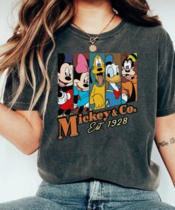 Retro Mickey and Co Est 1928 Shirt, Mickey and Friends T-shirt, Disneyland Vacation, Unisex T-shirt Family Birthday Gift Adult Kid Toddler Tee