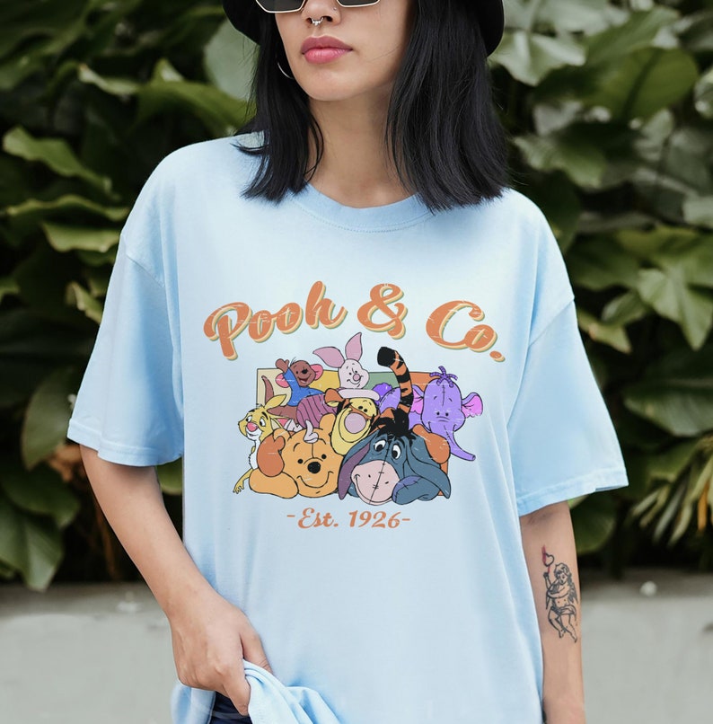 Retro Pooh and Co EST 1926 Shirt, Cute Pooh Bear And Friends Shirt, Vintage Winnie The Pooh, Piglet, Eeyore, Tigger, Walt Disney World Shirt