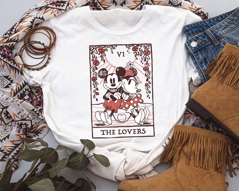 Retro Tarot Card Disney Mickey And Friends Mickey and Minnie Unisex T-shirt, Disneyland Fall Trip Family Vacation Gift, Magic Kingdom Kid Tee