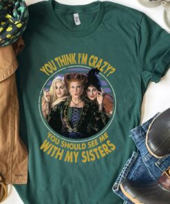 Retro You Think I'm Crazy You Should See Me With My Sisters T-Shirt, Hocus Pocus 2 Shirt, Sanderson Sisters Tee, Disney Witch Scary Movie