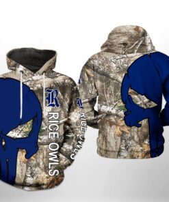 Rice Owls Ncaa Camo Veteran Hunting 3D All Over Print Hoodie, Zip-Up Hoodie
