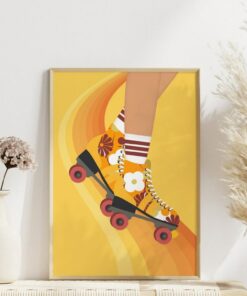 Roller Skate Motivational Quote Aesthetic Vintage 70s Poster Wall Art Canvas Prints