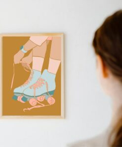 Roller Skating Print Let The Good Times Roll Motivational Quote Aesthetic Vintage 70s Poster Wall Art Canvas Prints