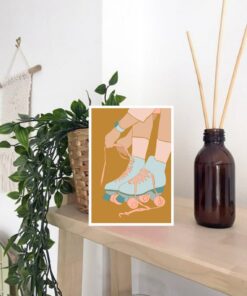 Roller Skating Print Let The Good Times Roll Motivational Quote Aesthetic Vintage 70s Poster Wall Art Canvas Prints