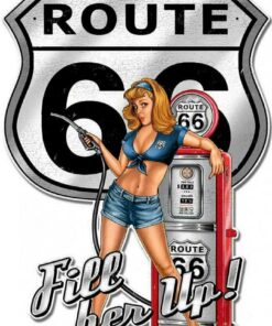 Route 66 Pin Up Fill Her Up Vinyl Decal Sticker Waterproof