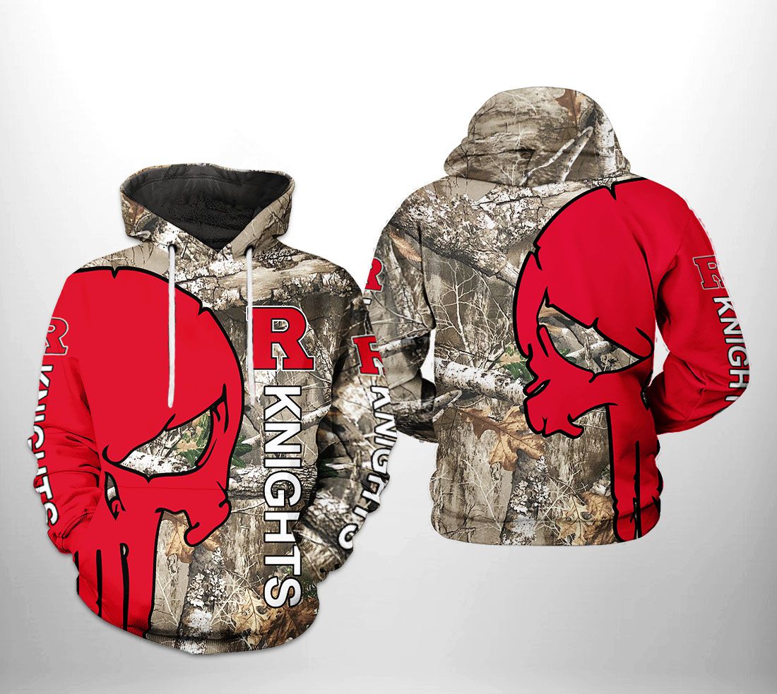 Rutgers Scarlet Knights Ncaa Camo Veteran Hunting 3D All Over Print Hoodie, Zip-Up Hoodie