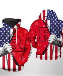 Rutgers Scarlet Knights Ncaa Us Flag 3D All Over Print Hoodie, Zip-Up Hoodie