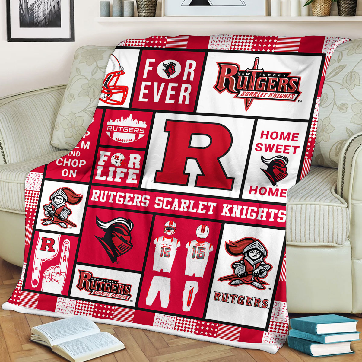 Rutgers Scarlet Knights Sherpa Fleece Blanket Gifts for NCAA Fans