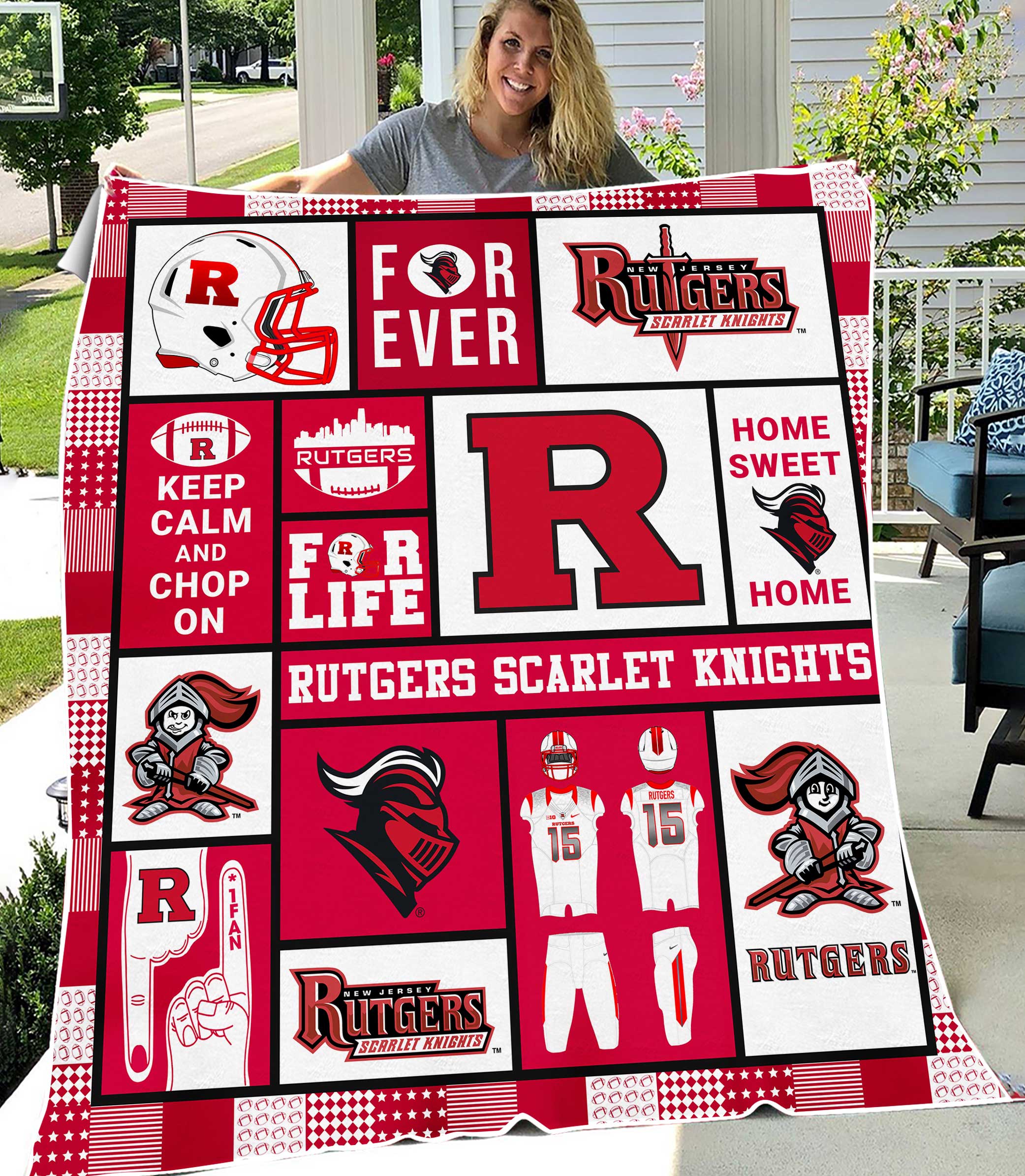 Rutgers Scarlet Knights Sherpa Fleece Blanket Gifts for NCAA Fans