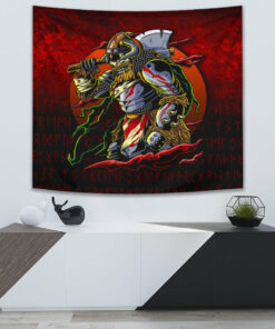 Samurai Viking Warrior Ronin Berserk Armor Axe Tapestry for Wall Décor