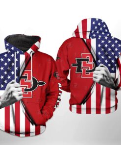San Diego State Aztecs Ncaa Us Flag 3D All Over Print Hoodie, Zip-Up Hoodie