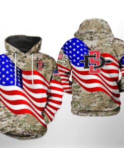 San Diego State Aztecs Ncaa Us Flag Camo Veteran 3D All Over Print Hoodie, Zip-Up Hoodie