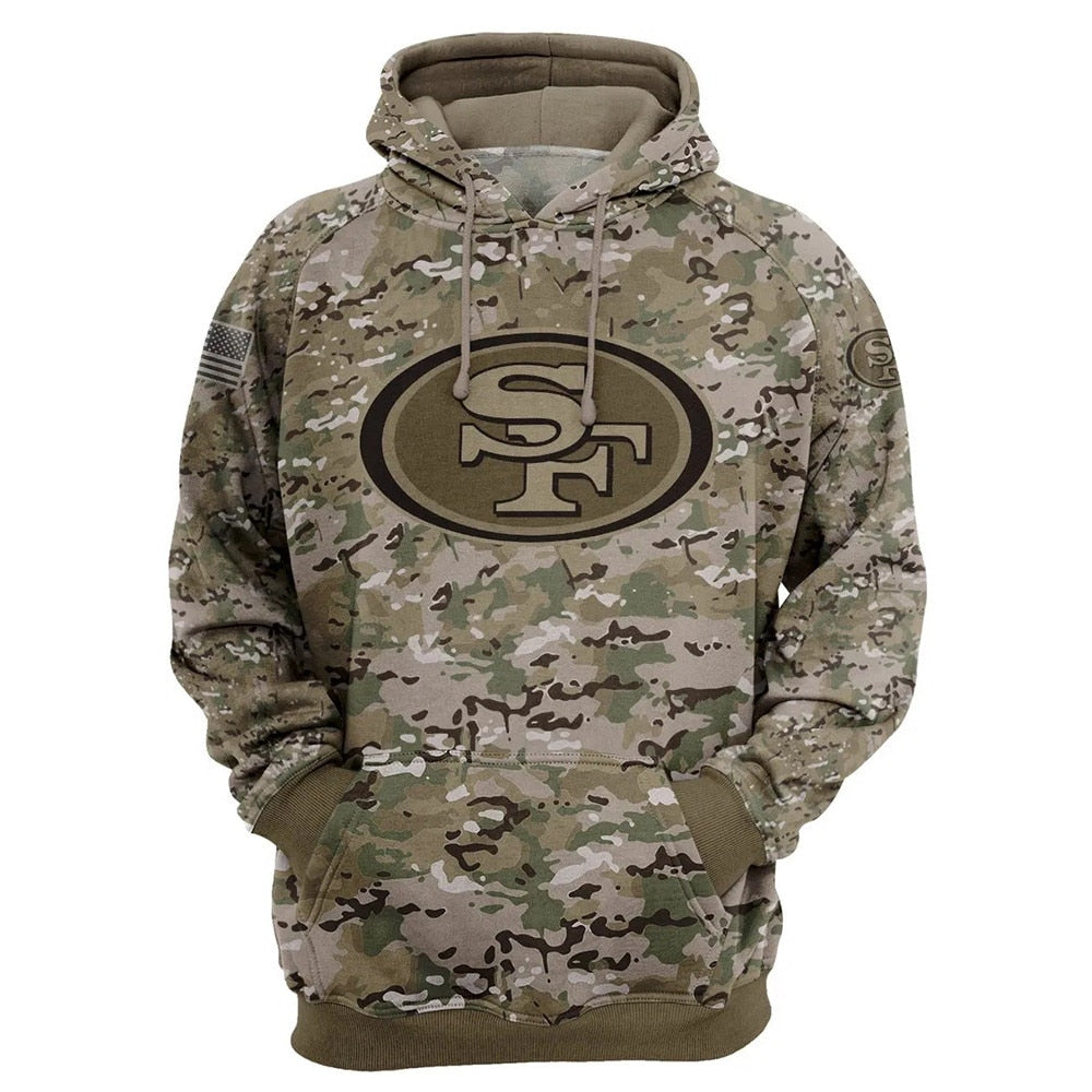 San Francisco 49ers Camo Hoodie Printed 3D Pullover Zip Up Hoodies Gifts for Fans