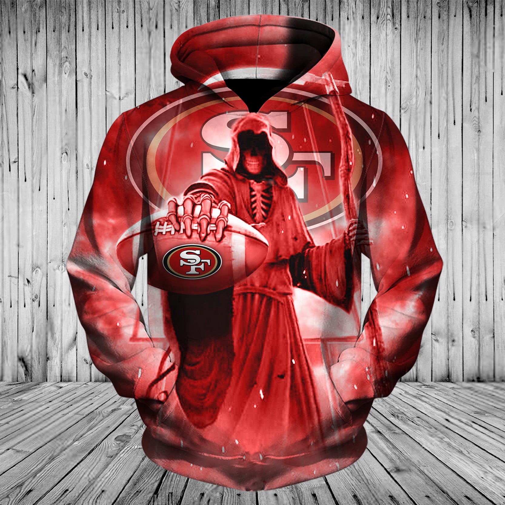 San Francisco 49ers Hoodies 3D Death Skull Hoodies Gifts for Fans