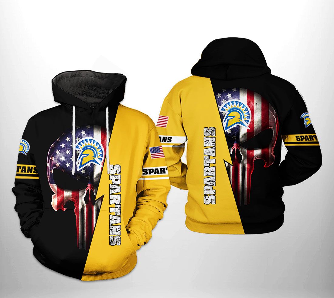 San Jose State Spartans Ncaa Us Flag Skull 3D All Over Print Hoodie, Zip-Up Hoodie