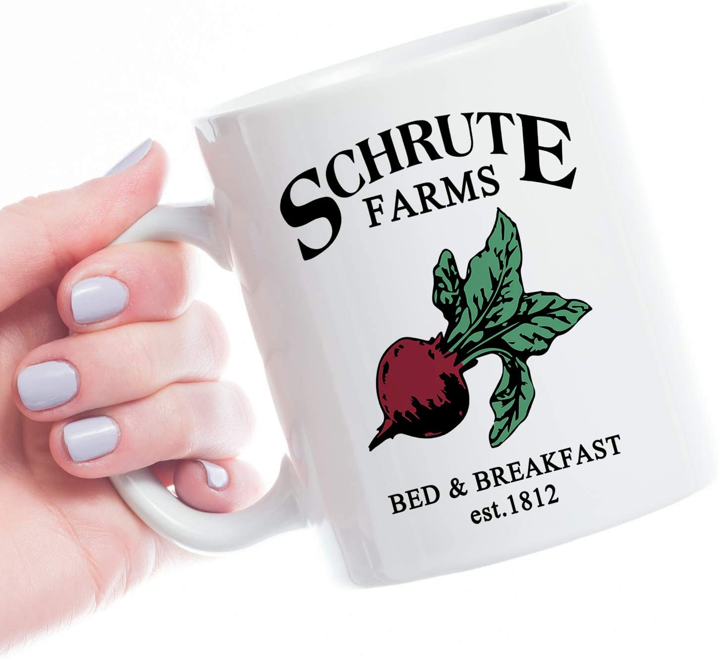 Schrute Farms, Bed And Breakfast Est.1812, Office 11 Ounces Funny White Coffee Mug- The Office - Ceramic Coffee Mug - Tea Mug - Great Gift Idea