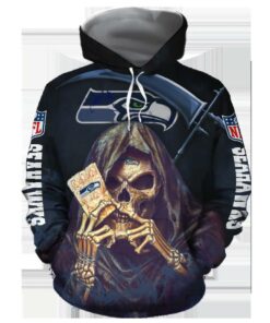 Seattle Seahawks Hoodie Mens Halloween Death Card Gifts for Fans