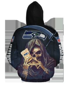 Seattle Seahawks Hoodie Mens Halloween Death Card Gifts for Fans