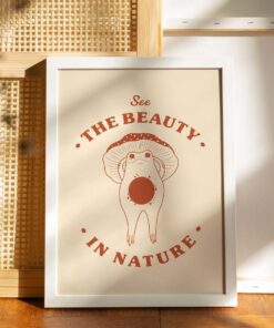See The Beauty In Nature Retro Frog 70s Aesthetic Poster Motivational Wall Art Canvas