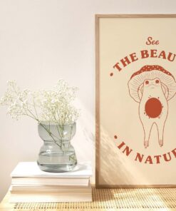 See The Beauty In Nature Retro Frog 70s Aesthetic Poster Motivational Wall Art Canvas