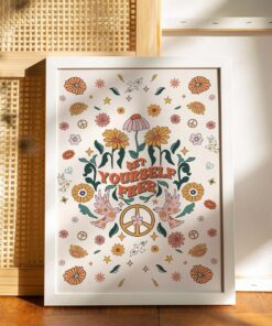 Set Yourself Free Trendy Aesthetic 70s Poster Wall Art Canvas Prints