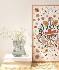 Set Yourself Free Trendy Aesthetic 70s Poster Wall Art Canvas Prints