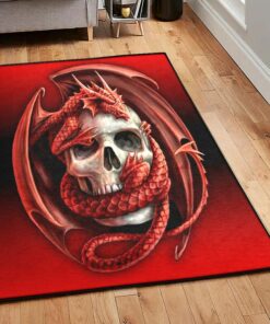 Skeleton Bedroom Rugs, 3d Skull And Dragon Red Rug, Dragon Area Rug, Dragon Themed Rugs, Gift For Dragon Lovers, Personalized Rug, Carpet For Living Room, Bedding Room Home Decor DG161