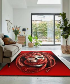Skeleton Bedroom Rugs, 3d Skull And Dragon Red Rug, Dragon Area Rug, Dragon Themed Rugs, Gift For Dragon Lovers, Personalized Rug, Carpet For Living Room, Bedding Room Home Decor DG161