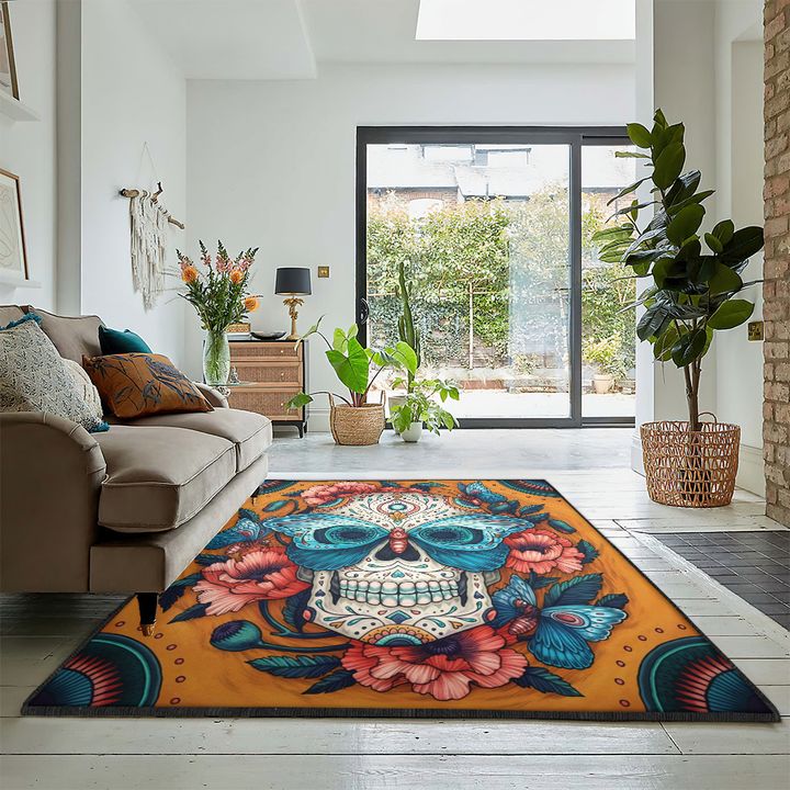 Skeleton Large Area Rugs, Skull Rug, Skull Area Rug, Skull Rug for Living Room Bedroom Home Skull A77
