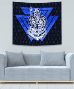 Skjaldmaer Shieldmaiden Norse Younger Futhark Runes Female Viking Warrior Vegvisir Tapestry for Wall Décor