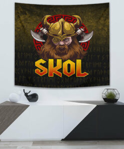 Skol Viking Beer Norse Mythology Warrior Drinking Tapestry for Wall Décor